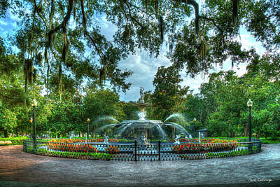 Fall Animals Rights Managed Images - Savannah GA Forsyth Park Fountain 7 Historic Landscape Architectural Art Royalty-Free Image by Reid Callaway