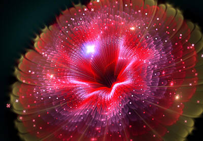 Science Fiction Digital Art - Fractal beauty flower red by Lilia S