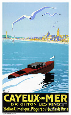 Animals Drawings - France Vintage Travel Poster Cayeux sur Mer Restored by Vintage Treasure