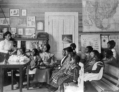 Solar System Posters Royalty Free Images - Frances Benjamin Johnston - African American children and teacher in classroom studying corn and cot Royalty-Free Image by Celestial Images