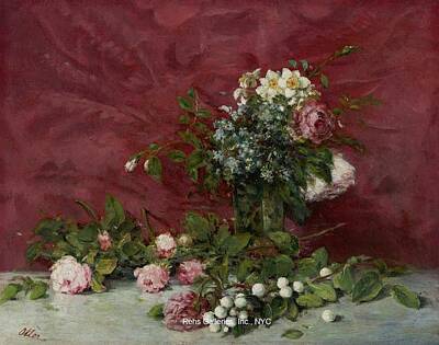 Fathers Day 1 - FRANCISCO MANUEL OLLER Y CESTERO  1833 - 1917 Still Life of Flowers by Celestial Images