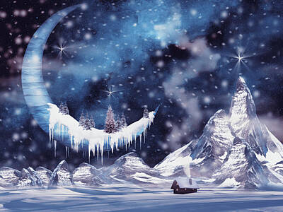 Mountain Digital Art - Frozen moon by Mihaela Pater