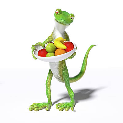 Reptiles Digital Art - Fruitful Gecko by Betsy Knapp