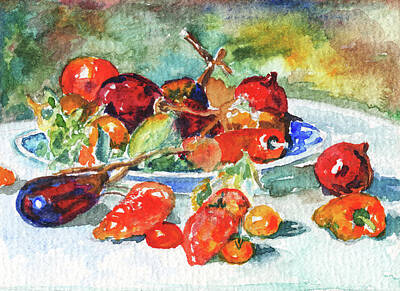 Food And Beverage Paintings - Fruits Of Midi Renoir Still Life Study by Irina Sztukowski
