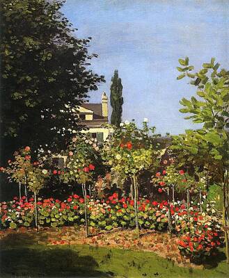 Vintage Diner - Garden in Bloom at Sainte-Addresse, 1866 by Claude Monet