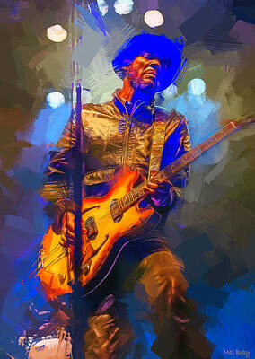 Musician Mixed Media Rights Managed Images - Gary Clark Jr Royalty-Free Image by Mal Bray