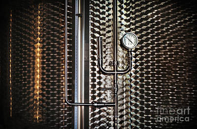 Steampunk Photos - Gauge Tube Pressure Pipe Background Silo Steampunk Texture Winery by Luca Lorenzelli