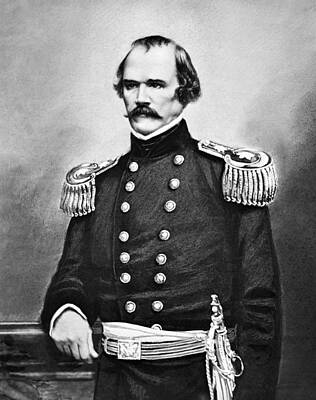 Landmarks Drawings Royalty Free Images - General Albert Sidney Johnston Portrait Royalty-Free Image by War Is Hell Store