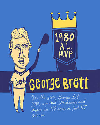 Best Sellers - Baseball Paintings - George Brett KC Royals by JB Perkins