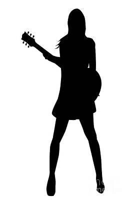 Best Sellers - Musicians Digital Art Royalty Free Images - Girl Musician Silhouette Royalty-Free Image by Bigalbaloo Stock