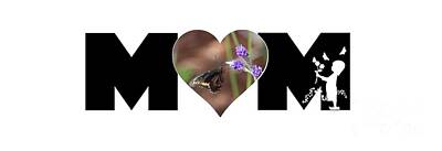Zen Rocks - Girl Silhouette and Butterfly on Lavender in Heart MOM Big Letter by Colleen Cornelius