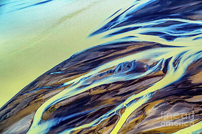 Abstract Landscape Photos - Iceland Glacial River Aerial View 3 by M G Whittingham