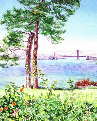 Sports Painting Royalty Free Images - Golden Gate Bridge From Lincoln Park Royalty-Free Image by Irina Sztukowski