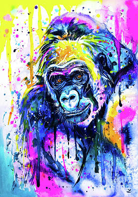 Animals Mixed Media - Gorilla 2 by Zaira Dzhaubaeva