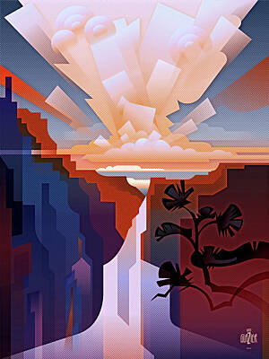 Mountain Digital Art - Grand Canyon Cloudburst 2 by Garth Glazier