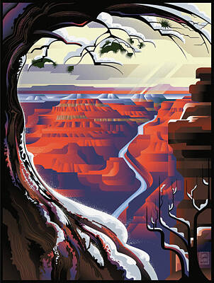 Mountain Digital Art - Grand Canyon Christmas by Garth Glazier