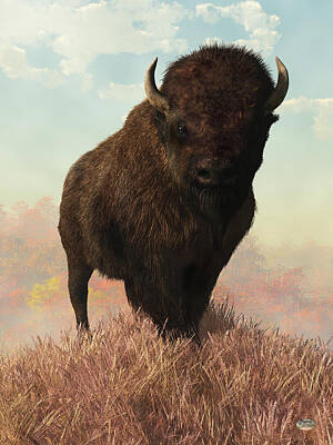 Mammals Digital Art - Grandfather Buffalo by Daniel Eskridge