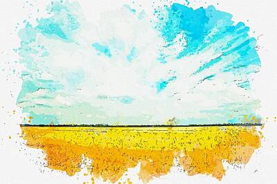 Target Project 62 Scribble - Grass Field, watercolor by Adam Asar by Celestial Images