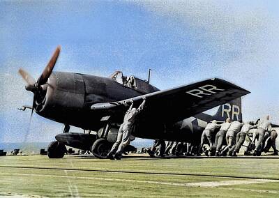 Marilyn Monroe - Grumman F6F 5 Hellcat VF 88 White RRxx colorized by Ahmet Asar by Celestial Images