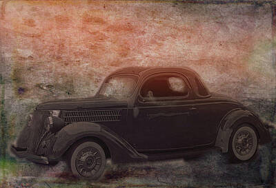 Feathers - Grunge 1936 Ford Coupe by Cathy Anderson