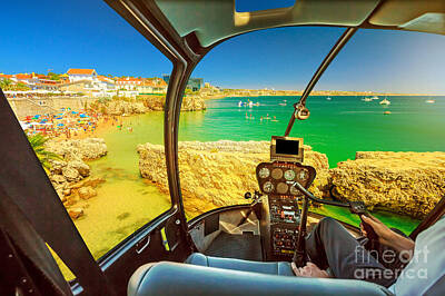 Word Signs - Helicopter on Cascais Rainha Beach by Benny Marty