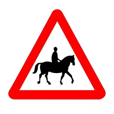 Christmas Cards - Horse and Rider Traffic Sign Isolated by Bigalbaloo Stock