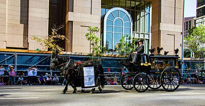 Animals Photo Royalty Free Images - Horse Drawn Hurst Calgary Stampede Parade Alberta Canada Royalty-Free Image by Paul Cannon