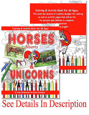 Animals Mixed Media - Horses Hearts And Unicorns Activity Coloring Book  by Irina Sztukowski
