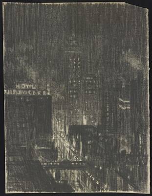 Classic Christmas Movies Royalty Free Images - Hotel Knickerbocker, night scene 1904 Pennell, Joseph Royalty-Free Image by Celestial Images