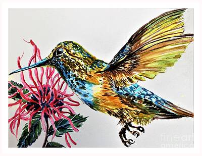 Seamstress - Hummingbird and Bee Balm by Mindy Newman