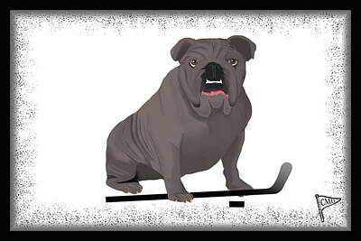 Sports Royalty-Free and Rights-Managed Images - Ice Hockey Gray Bulldog by College Mascot Designs