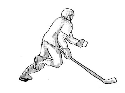 Athletes Digital Art - Ice Hockey Player Cartoon Isolated by Aloysius Patrimonio
