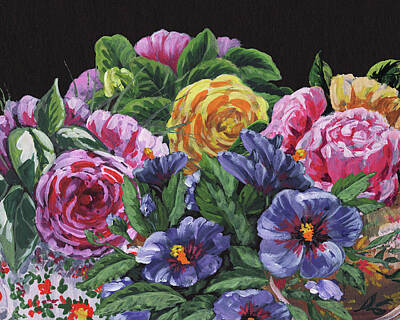 Roses Paintings - Impressionistic Flowers Garden by Irina Sztukowski