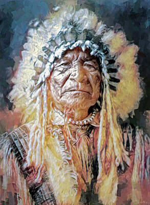 Black And White Rock And Roll Photographs - Indian Chief by Mal Bray