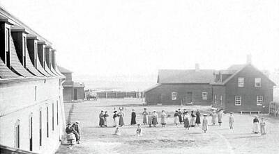 Misty Fog Royalty Free Images - Indian School, Duck Lake, Saskatchewan, 1912 Royalty-Free Image by Celestial Images