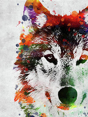 Animals Digital Art Royalty Free Images - Indian wolf watercolor Royalty-Free Image by Mihaela Pater
