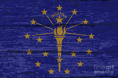 Garden Tools - Indiana State Flag On Old Timber by Bigalbaloo Stock
