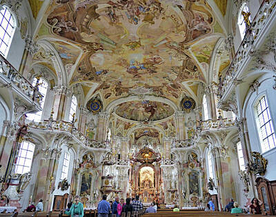Irish Leprechauns - Interior View Of Basilica Birnau On Lake Constance In Germany by Rick Rosenshein