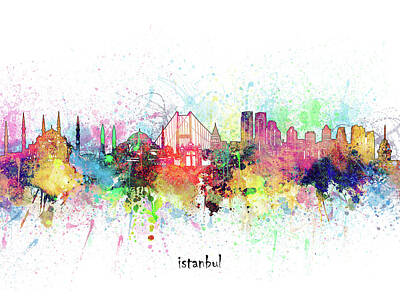 Abstract Skyline Royalty-Free and Rights-Managed Images - Istanbul Skyline Artistic by Bekim M