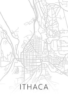 City Scenes Royalty-Free and Rights-Managed Images - Ithaca New York City Street Map Minimalist Black and White Series by Design Turnpike