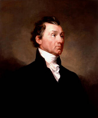 Portraits Paintings - James Monroe Portrait - By Samuel Morse - 1819 by War Is Hell Store