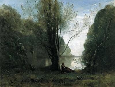 Farmhouse Rights Managed Images - Jean-Baptiste-Camille Corot French, 1796-1875,  Solitude, Recollection of Vigen, Limousin 1866 Royalty-Free Image by Jean-Baptiste-Camille Corot