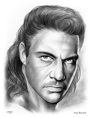 Actors Drawings - Jean-Claude Van Damme by Greg Joens