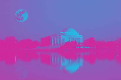 Cities Paintings - Jefferson Memorial, Washington, D.C. Original image from Carol M. Highsmith v6 by Celestial Images