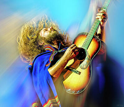 Celebrities Mixed Media - Jim James of My Morning Jacket by Mal Bray