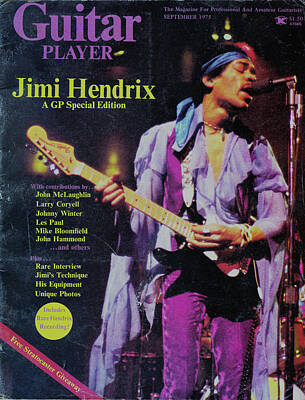Music Royalty-Free and Rights-Managed Images - Jimi Hendrix On Cover Of Guitar Player 1975 by Patrick Nowotny