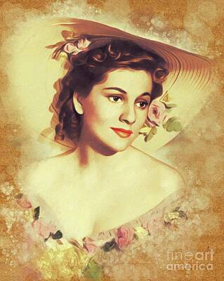 Vintage Baseball Players - Joan Fontaine, Vintage Actress by Esoterica Art Agency