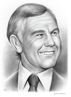 Portraits Drawings - Johnny Carson 14SEP18 by Greg Joens