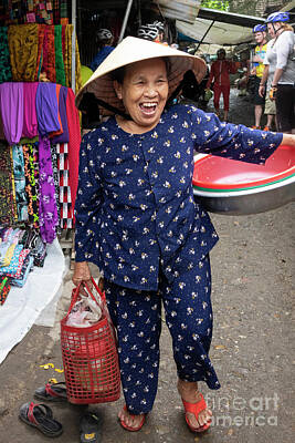 Wine Down Rights Managed Images - Joyful Lady in Vietnamese Market Royalty-Free Image by Kenneth Lempert