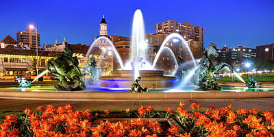 Royalty-Free and Rights-Managed Images - Kansas City J.C. Nichols Memorial Fountain Panorama by Gregory Ballos